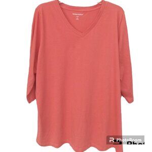 Woman Within orange knit top tee sz 1X